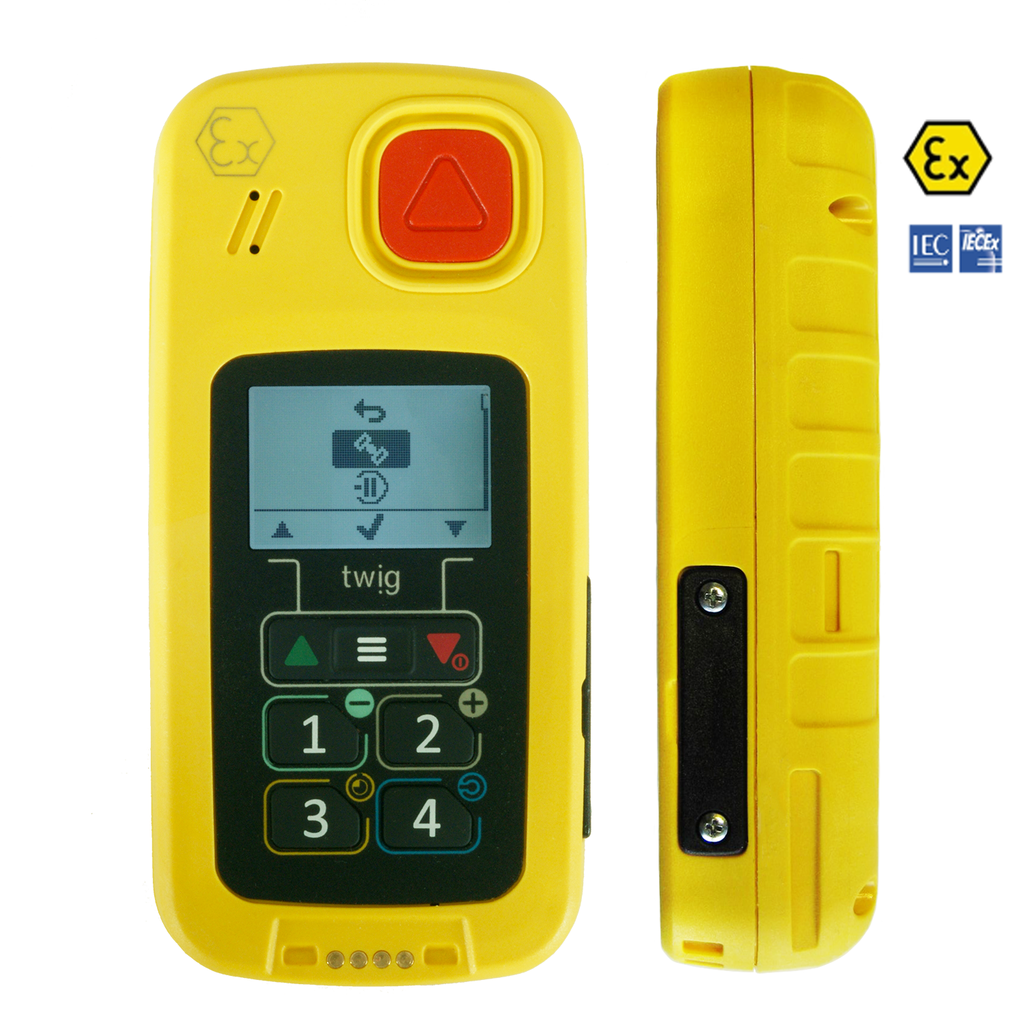 TWIG One Ex front and side with ATEX and IECEx logo 1500x1500px transparent background HighRes PNG