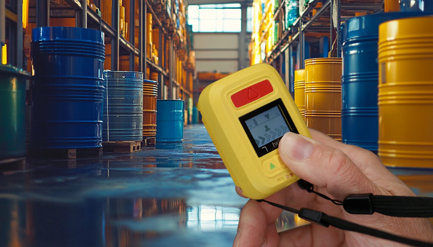 TWIG Neo Ex on lanyard with barrels on background